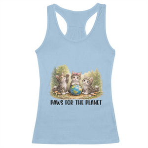 Earth Day Cat Lover Racerback Tank Top Paws For The Planet TS12 Light Blue Print Your Wear