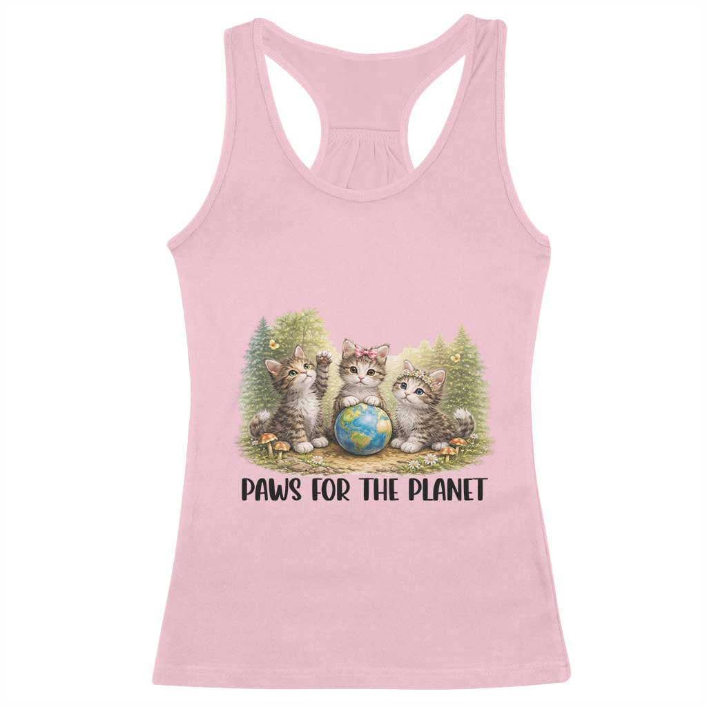 Earth Day Cat Lover Racerback Tank Top Paws For The Planet TS12 Light Pink Print Your Wear