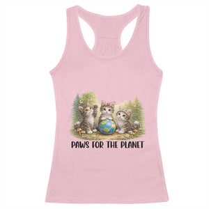 Earth Day Cat Lover Racerback Tank Top Paws For The Planet TS12 Light Pink Print Your Wear