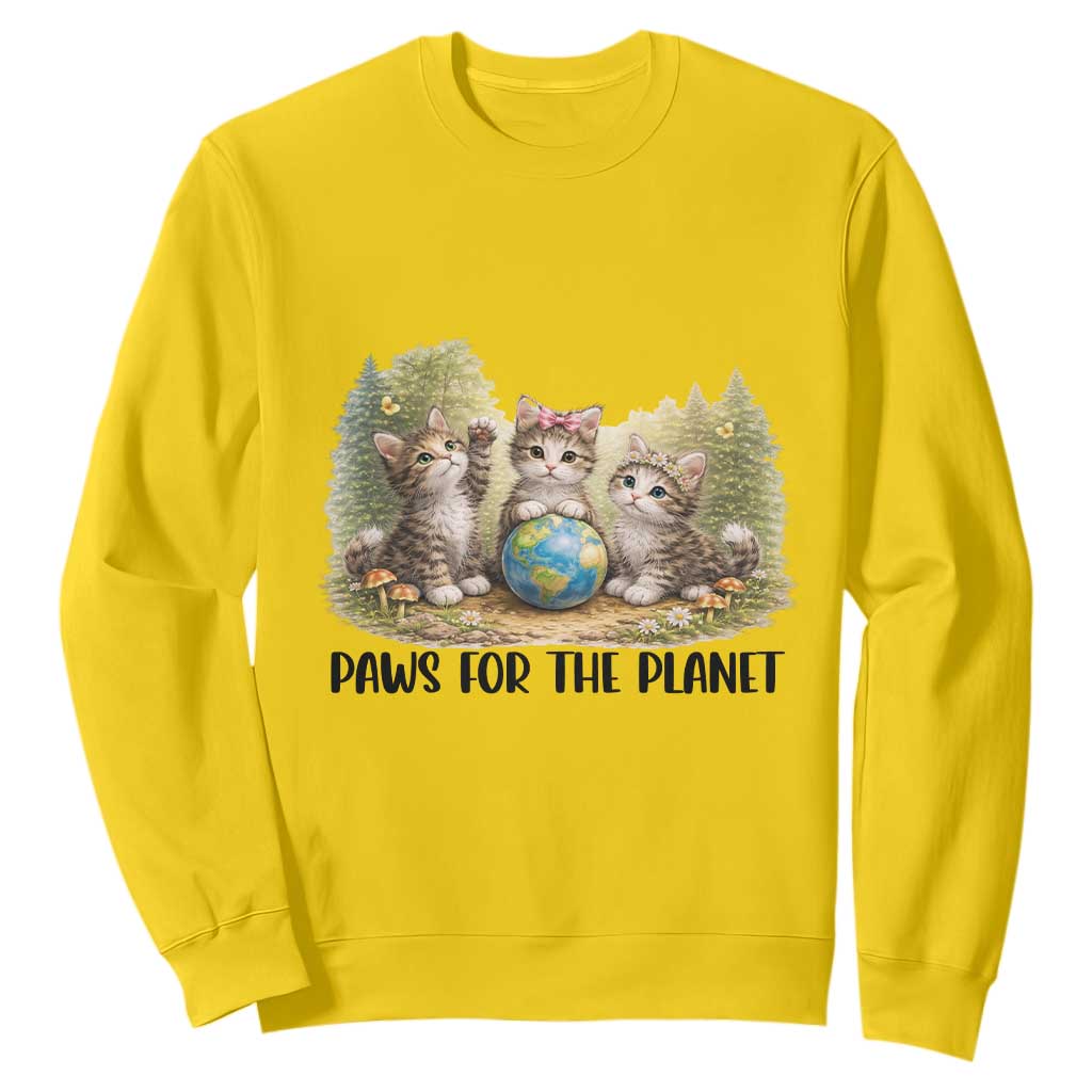 Earth Day Cat Lover Sweatshirt Paws For The Planet TS12 Daisy Print Your Wear