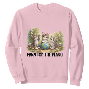 Earth Day Cat Lover Sweatshirt Paws For The Planet TS12 Light Pink Print Your Wear