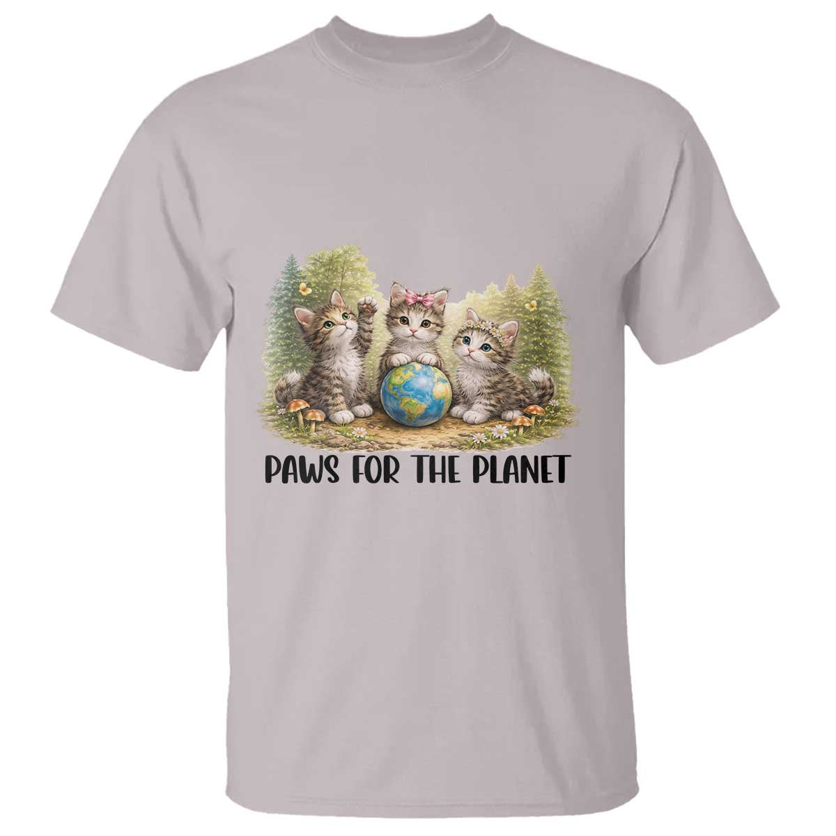 Earth Day Cat Lover T Shirt Paws For The Planet TS12 Ice Gray Print Your Wear