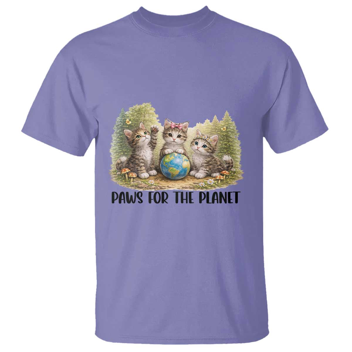 Earth Day Cat Lover T Shirt Paws For The Planet TS12 Violet Print Your Wear