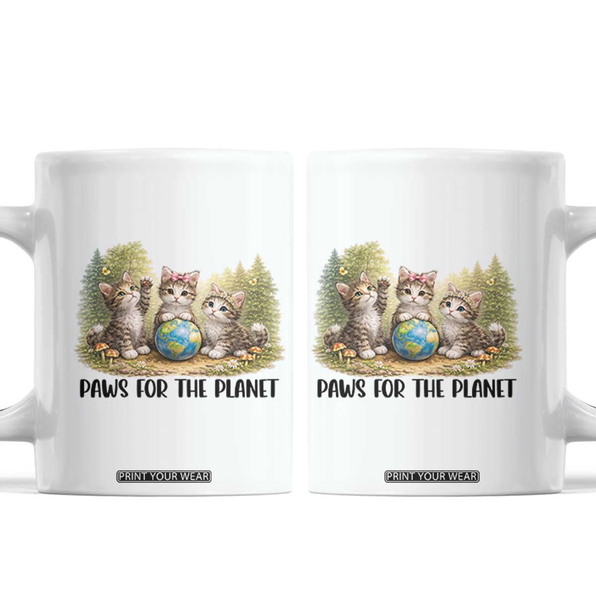 Earth Day Cat Lover Coffee Mug Paws For The Planet TS12 White Print Your Wear