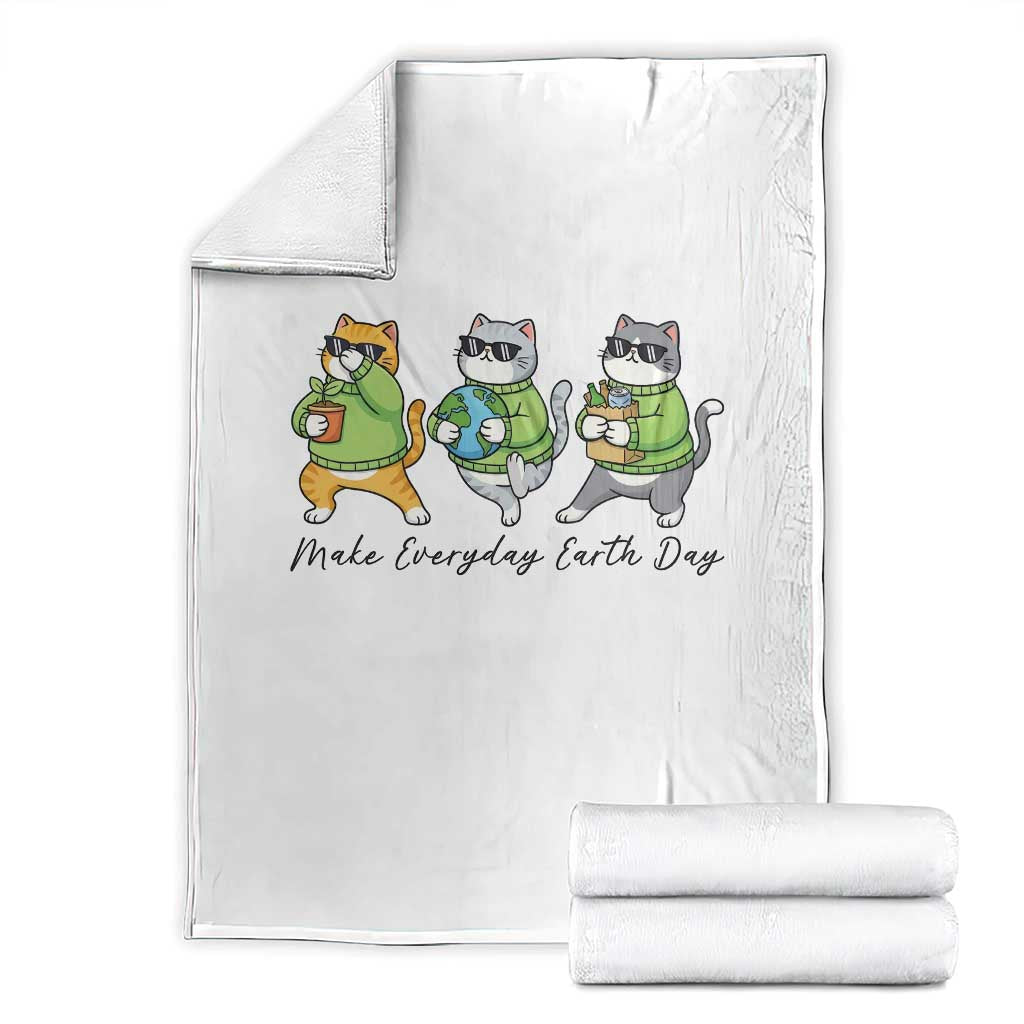 Make Everyday Earth Day Throw Blanket Eco Friendly Cat Lover TS12 White Print Your Wear