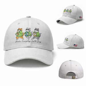 Make Everyday Earth Day Baseball Cap Eco Friendly Cat Lover TS12 Baseball Cap Universal Fit White Print Your Wear