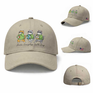 Make Everyday Earth Day Baseball Cap Eco Friendly Cat Lover TS12 Baseball Cap Universal Fit Beige Print Your Wear