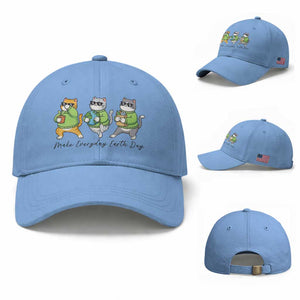 Make Everyday Earth Day Baseball Cap Eco Friendly Cat Lover TS12 Baseball Cap Universal Fit Light Blue Print Your Wear