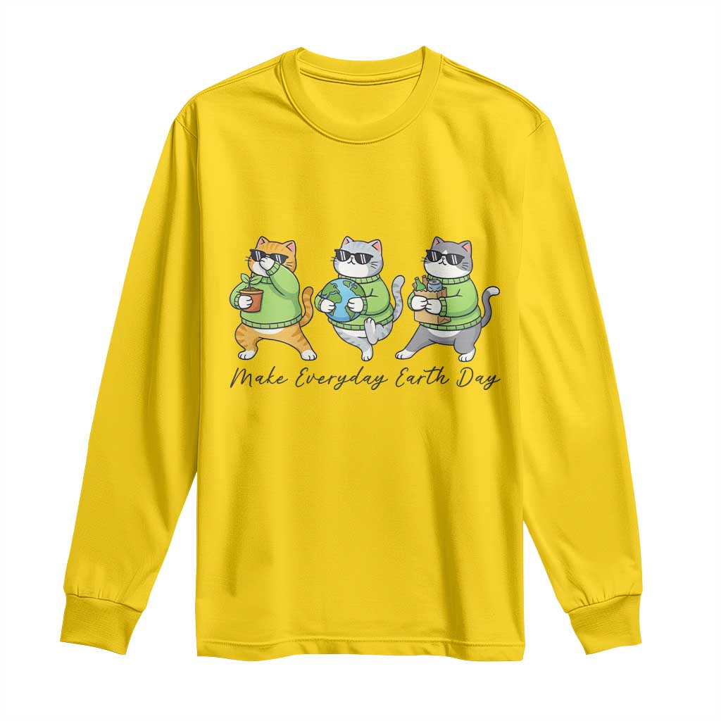 Make Everyday Earth Day Long Sleeve Shirt Eco Friendly Cat Lover TS12 Daisy Print Your Wear