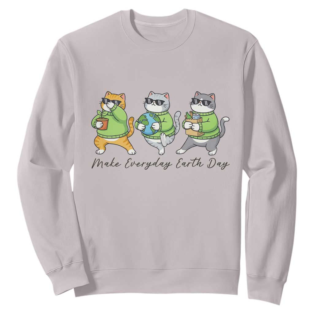 Make Everyday Earth Day Sweatshirt Eco Friendly Cat Lover TS12 Ice Gray Print Your Wear