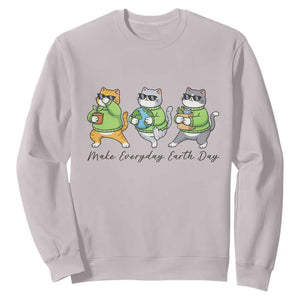 Make Everyday Earth Day Sweatshirt Eco Friendly Cat Lover TS12 Ice Gray Print Your Wear