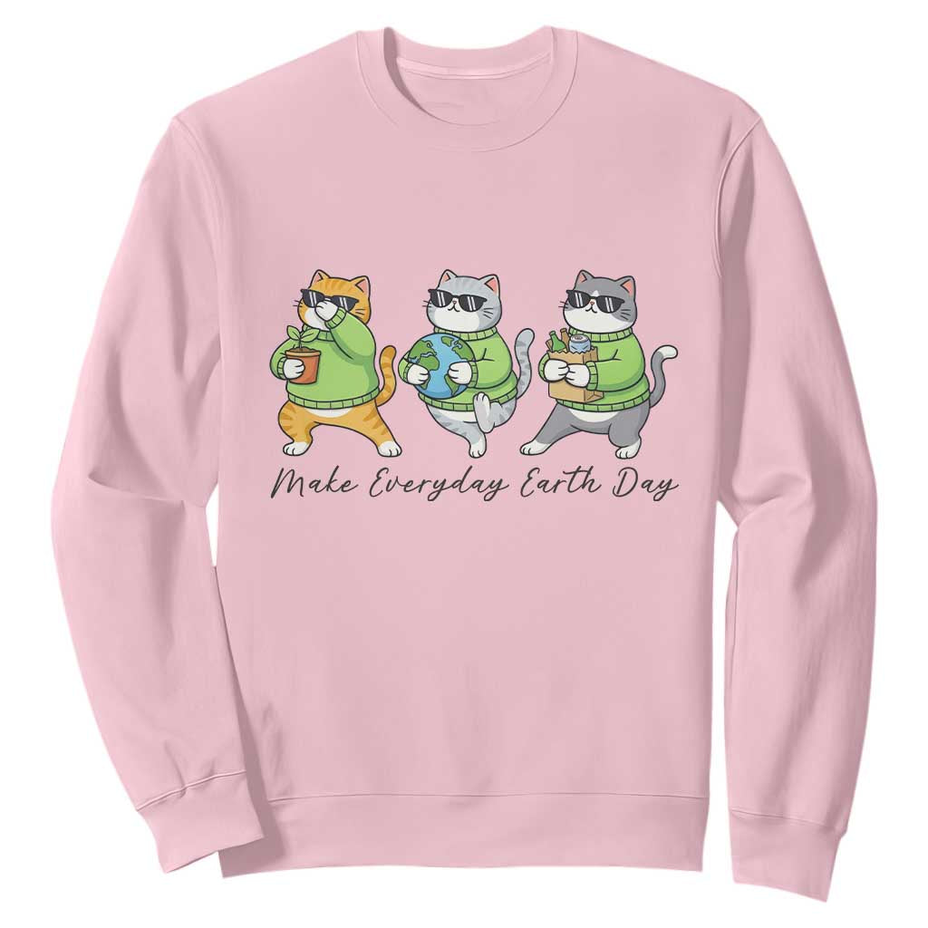 Make Everyday Earth Day Sweatshirt Eco Friendly Cat Lover TS12 Light Pink Print Your Wear