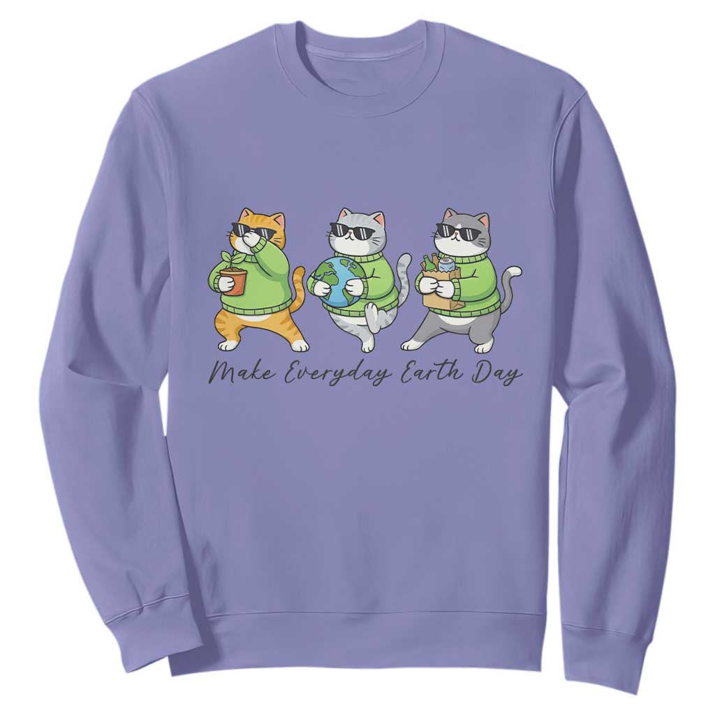 Make Everyday Earth Day Sweatshirt Eco Friendly Cat Lover TS12 Violet Print Your Wear