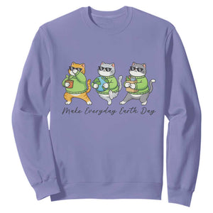 Make Everyday Earth Day Sweatshirt Eco Friendly Cat Lover TS12 Violet Print Your Wear