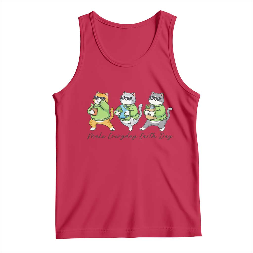 Make Everyday Earth Day Tank Top Eco Friendly Cat Lover TS12 Red Print Your Wear