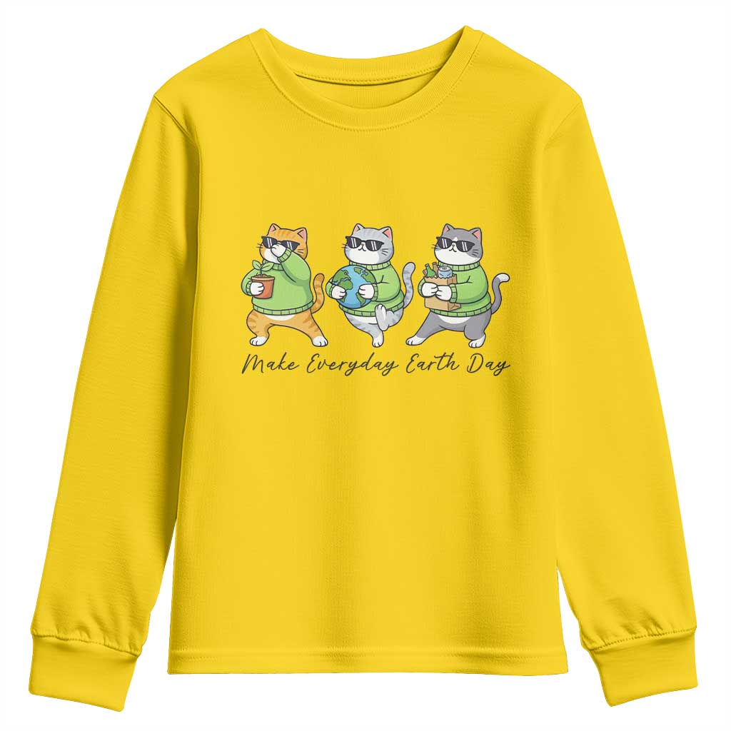 Make Everyday Earth Day Youth Sweatshirt Eco Friendly Cat Lover TS12 Daisy Print Your Wear