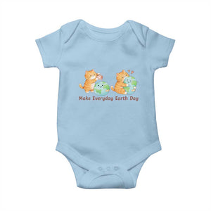 Make Everyday Earth Day Baby Onesie Cute Cat Healing Planet Earth TS12 Light Blue Print Your Wear