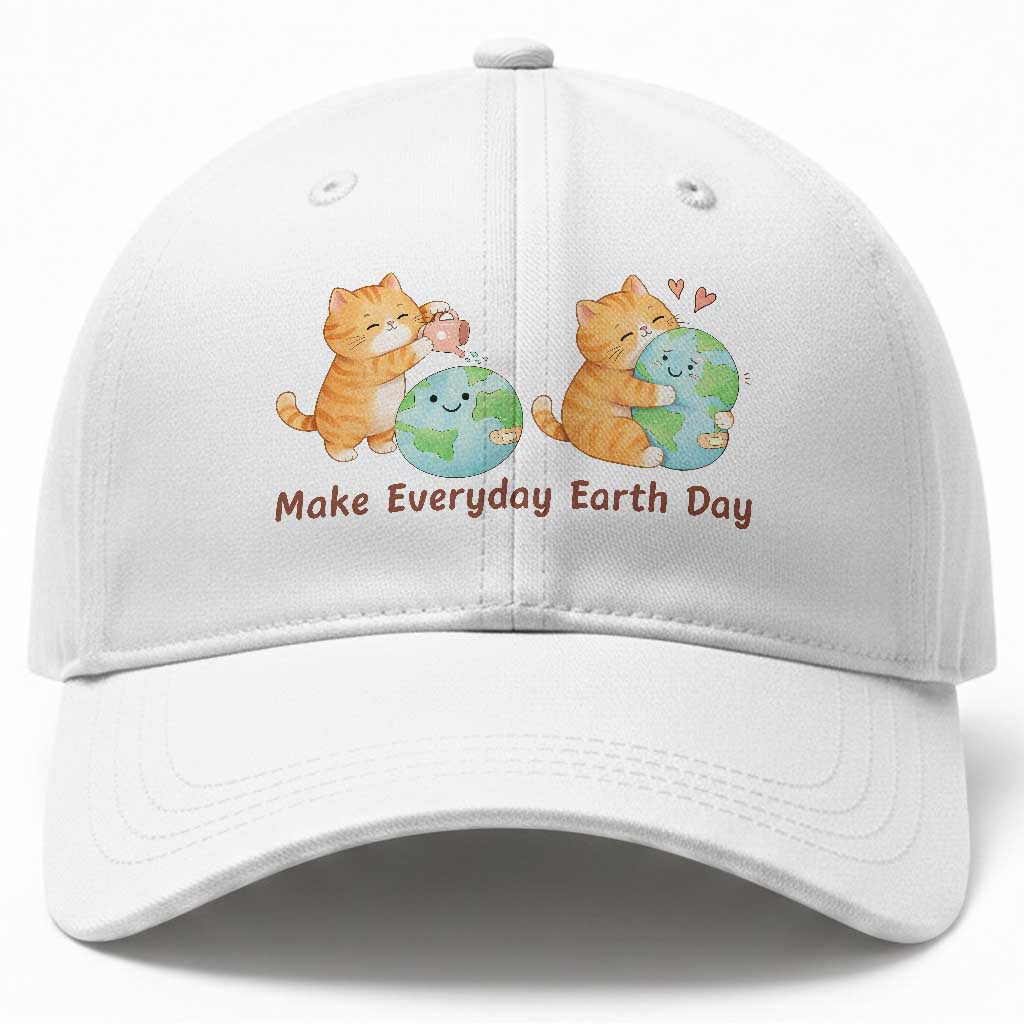 Make Everyday Earth Day Baseball Cap Cute Cat Healing Planet Earth TS12 Print Your Wear
