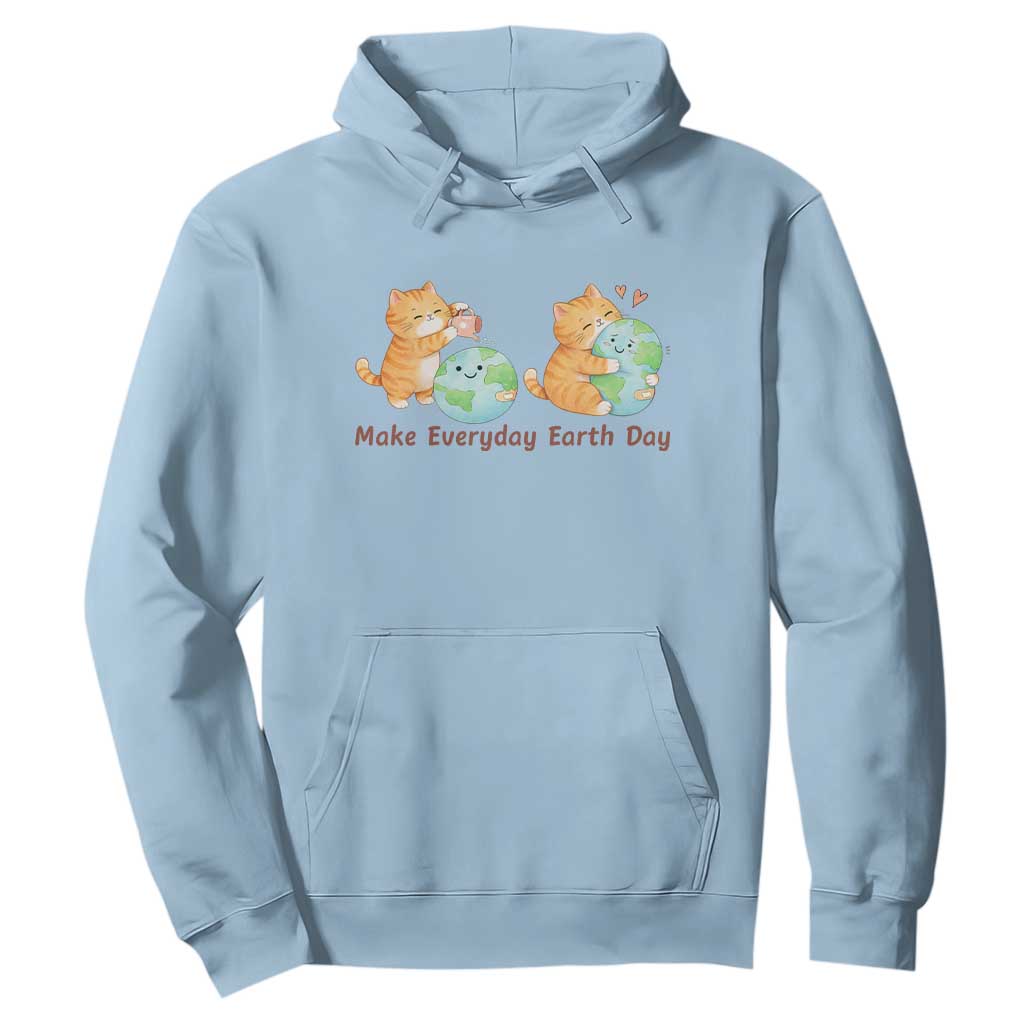 Make Everyday Earth Day Hoodie Cute Cat Healing Planet Earth TS12 Light Blue Print Your Wear