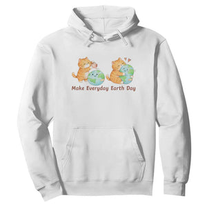 Make Everyday Earth Day Hoodie Cute Cat Healing Planet Earth TS12 White Print Your Wear