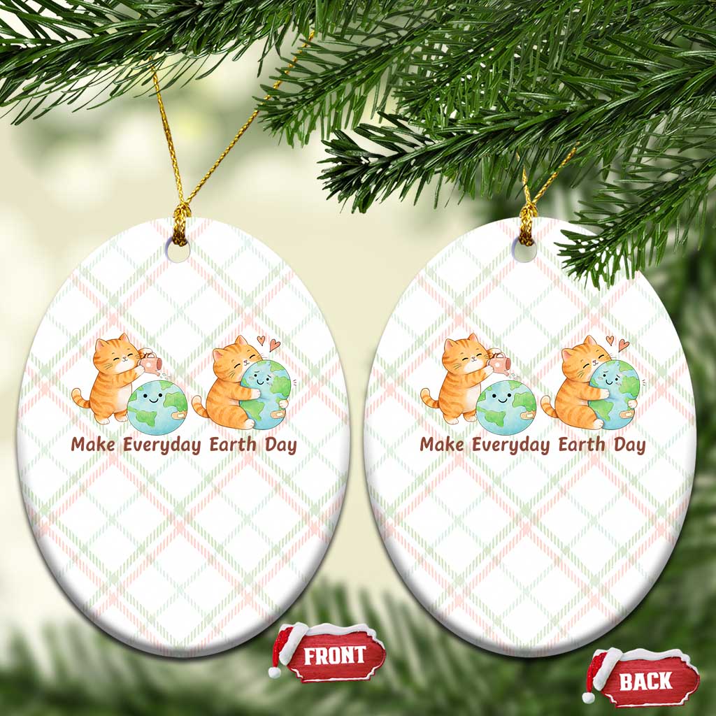 Make Everyday Earth Day Ceramic Ornament Cute Cat Healing Planet Earth TS12 Print Your Wear