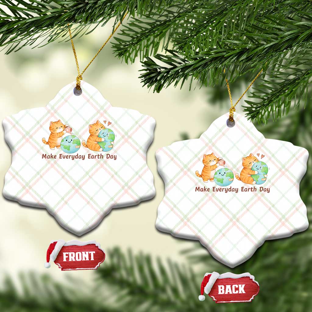 Make Everyday Earth Day Ceramic Ornament Cute Cat Healing Planet Earth TS12 Print Your Wear