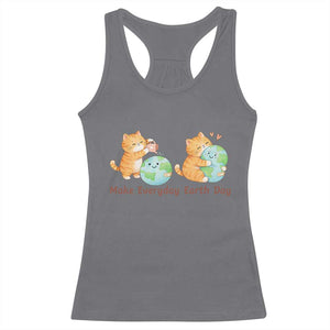 Make Everyday Earth Day Racerback Tank Top Cute Cat Healing Planet Earth TS12 Charcoal Print Your Wear