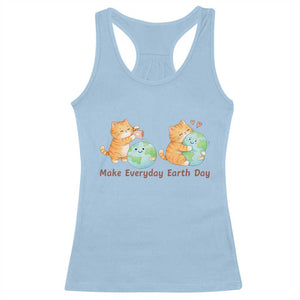 Make Everyday Earth Day Racerback Tank Top Cute Cat Healing Planet Earth TS12 Light Blue Print Your Wear