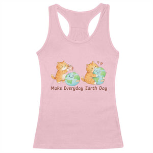 Make Everyday Earth Day Racerback Tank Top Cute Cat Healing Planet Earth TS12 Light Pink Print Your Wear