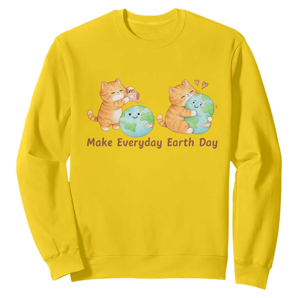 Make Everyday Earth Day Sweatshirt Cute Cat Healing Planet Earth TS12 Daisy Print Your Wear