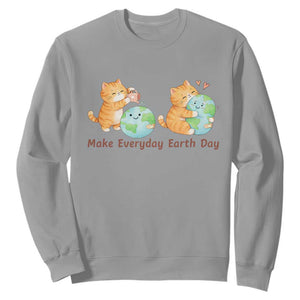 Make Everyday Earth Day Sweatshirt Cute Cat Healing Planet Earth TS12 Sport Gray Print Your Wear