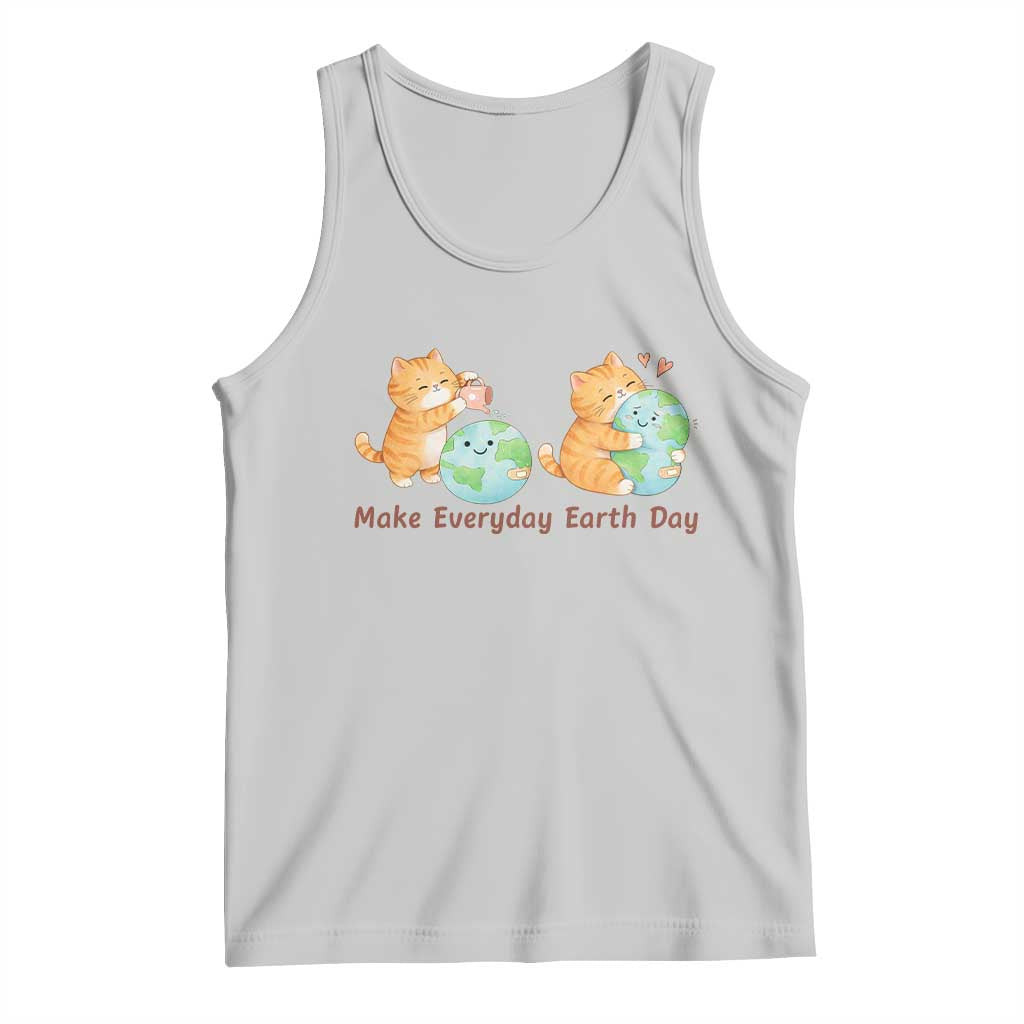 Make Everyday Earth Day Tank Top Cute Cat Healing Planet Earth TS12 Ash Print Your Wear
