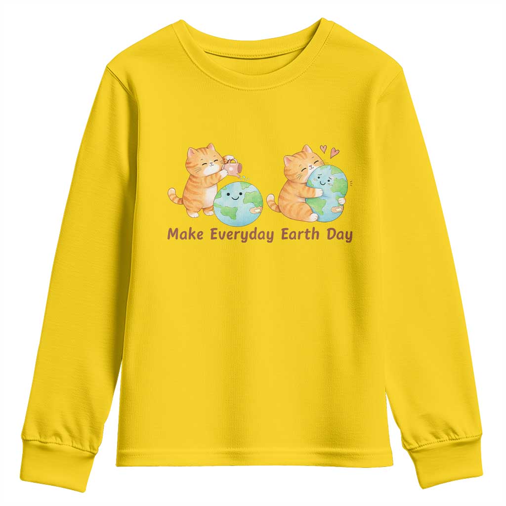 Make Everyday Earth Day Youth Sweatshirt Cute Cat Healing Planet Earth TS12 Daisy Print Your Wear