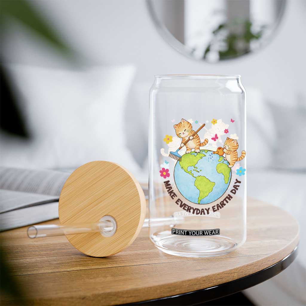 Make Everyday Earth Day Glass Can Funny Cat Lover Gift TS12 Print Your Wear