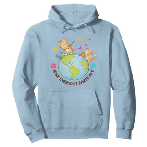 Make Everyday Earth Day Hoodie Funny Cat Lover Gift TS12 Light Blue Print Your Wear