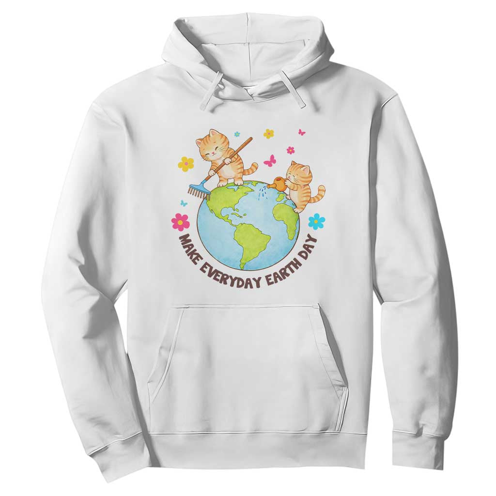 Make Everyday Earth Day Hoodie Funny Cat Lover Gift TS12 White Print Your Wear