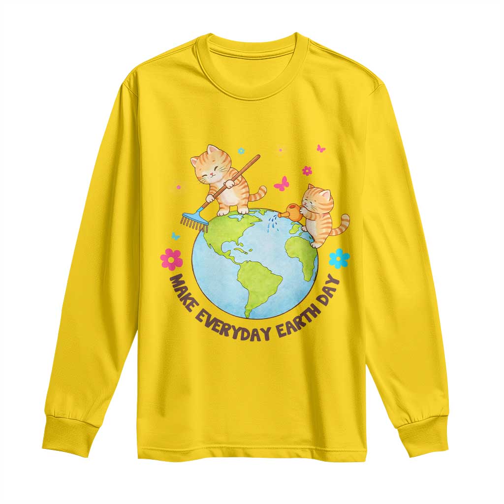 Make Everyday Earth Day Long Sleeve Shirt Funny Cat Lover Gift TS12 Daisy Print Your Wear