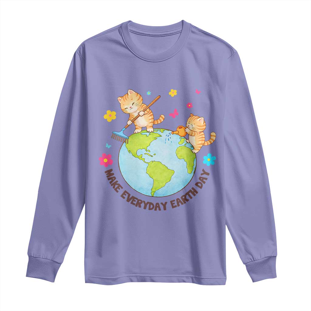 Make Everyday Earth Day Long Sleeve Shirt Funny Cat Lover Gift TS12 Violet Print Your Wear