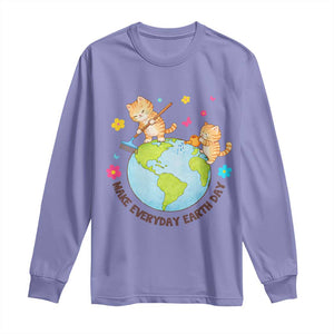 Make Everyday Earth Day Long Sleeve Shirt Funny Cat Lover Gift TS12 Violet Print Your Wear