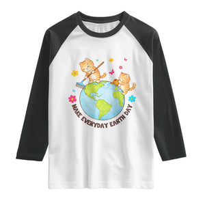 Make Everyday Earth Day Raglan Shirt Funny Cat Lover Gift TS12 White Black Print Your Wear