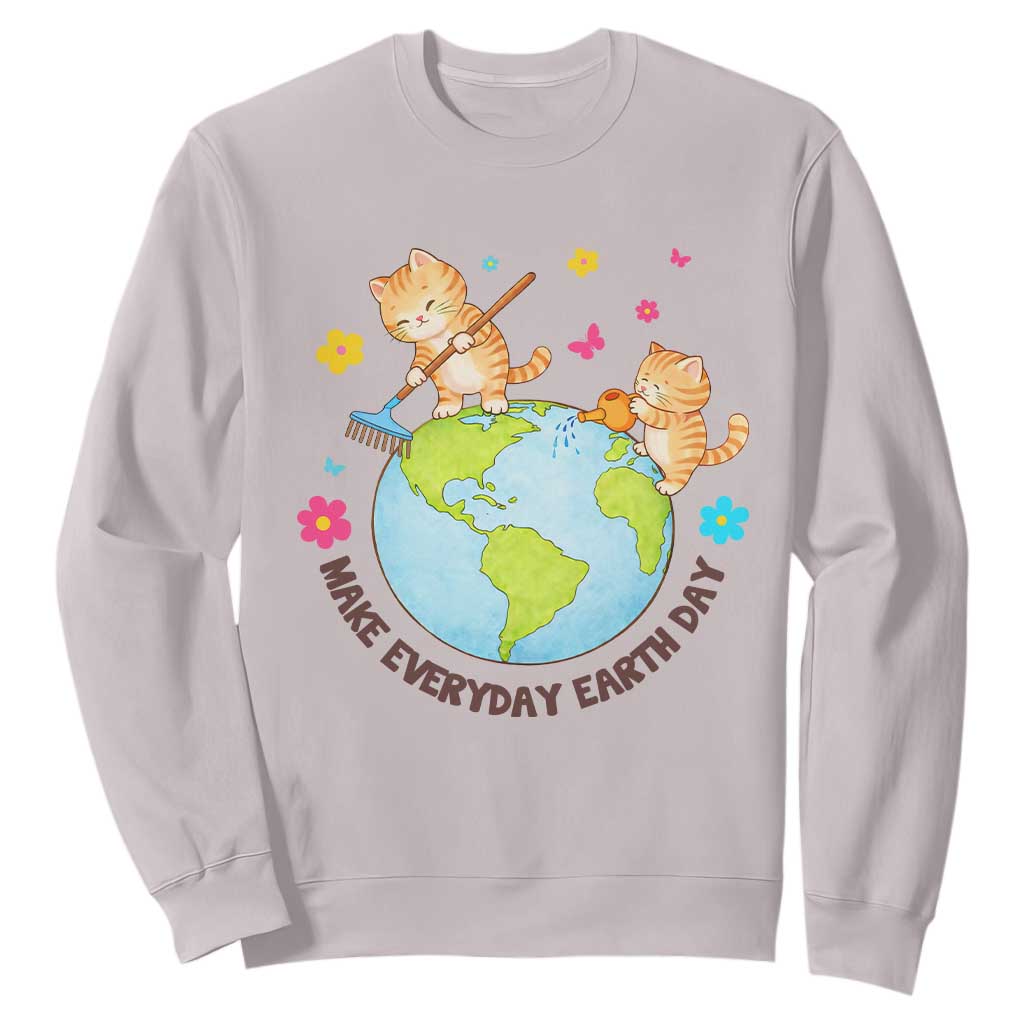 Make Everyday Earth Day Sweatshirt Funny Cat Lover Gift TS12 Ice Gray Print Your Wear