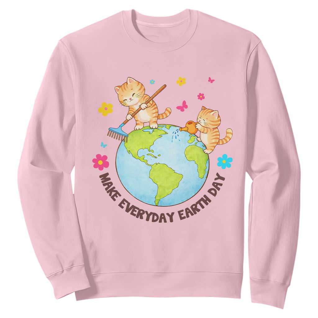 Make Everyday Earth Day Sweatshirt Funny Cat Lover Gift TS12 Light Pink Print Your Wear