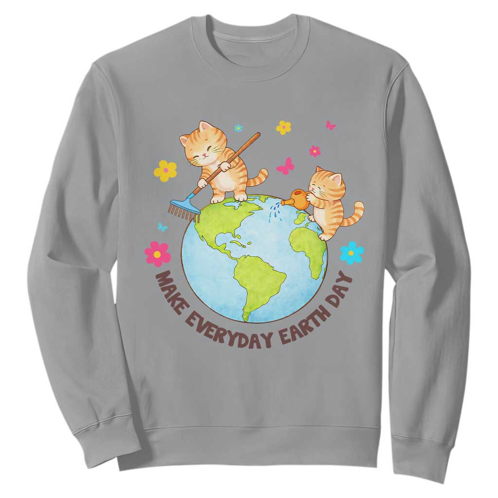 Make Everyday Earth Day Sweatshirt Funny Cat Lover Gift TS12 Sport Gray Print Your Wear