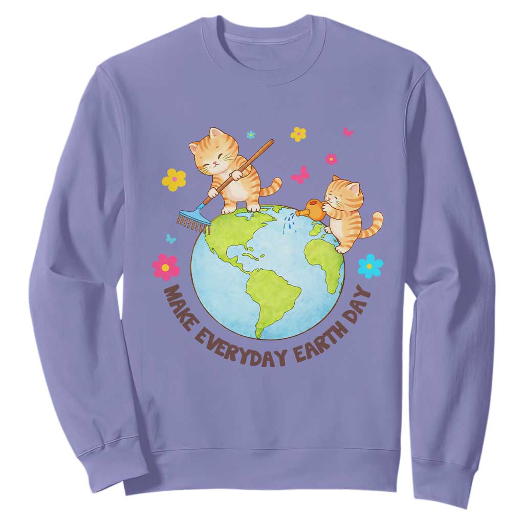 Make Everyday Earth Day Sweatshirt Funny Cat Lover Gift TS12 Violet Print Your Wear
