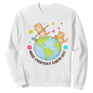Make Everyday Earth Day Sweatshirt Funny Cat Lover Gift TS12 White Print Your Wear