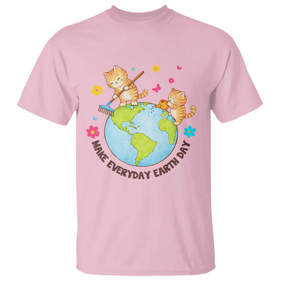 Make Everyday Earth Day T Shirt Funny Cat Lover Gift TS12 Light Pink Print Your Wear