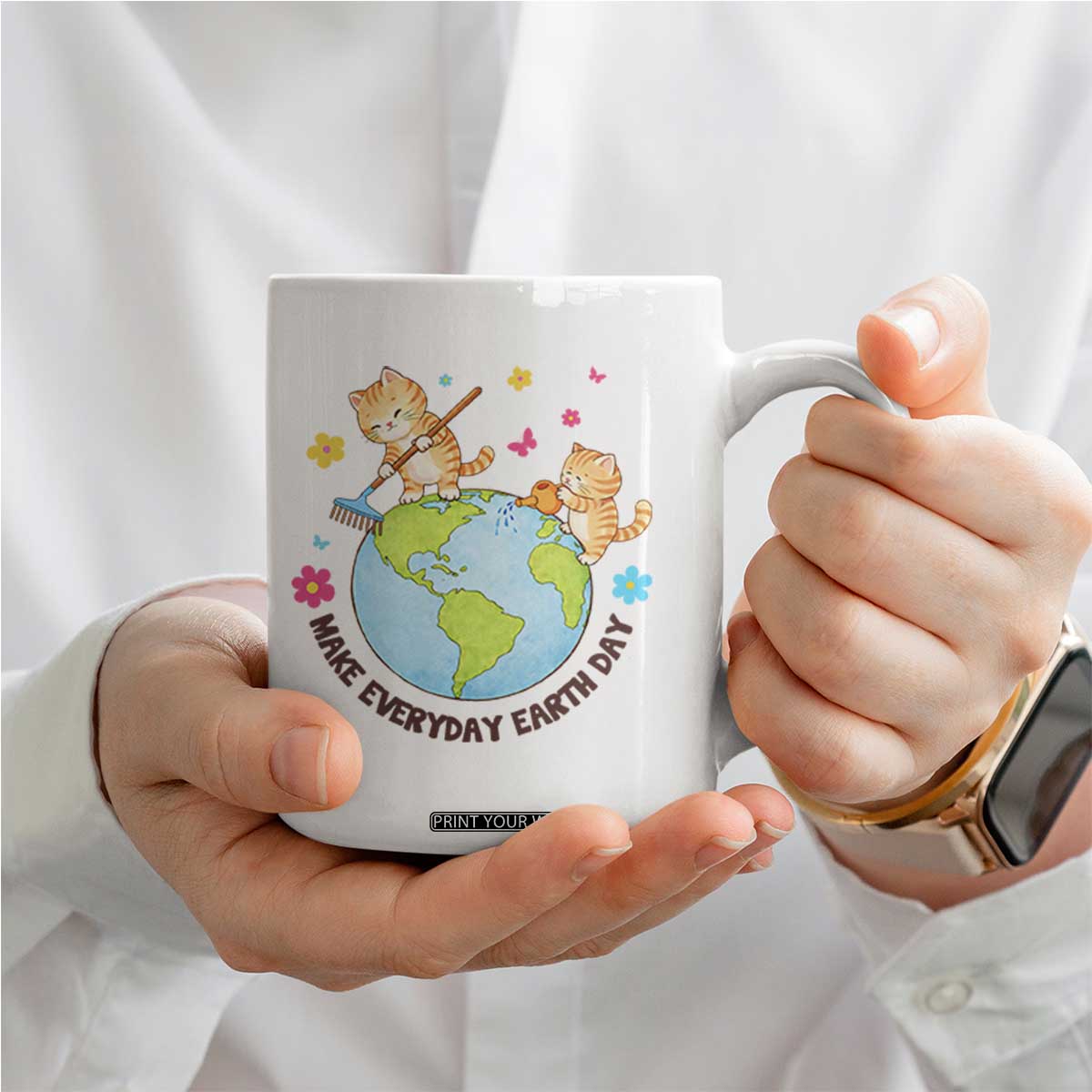 Make Everyday Earth Day Coffee Mug Funny Cat Lover Gift TS12 Print Your Wear