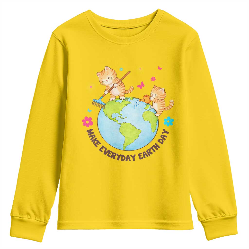 Make Everyday Earth Day Youth Sweatshirt Funny Cat Lover Gift TS12 Daisy Print Your Wear