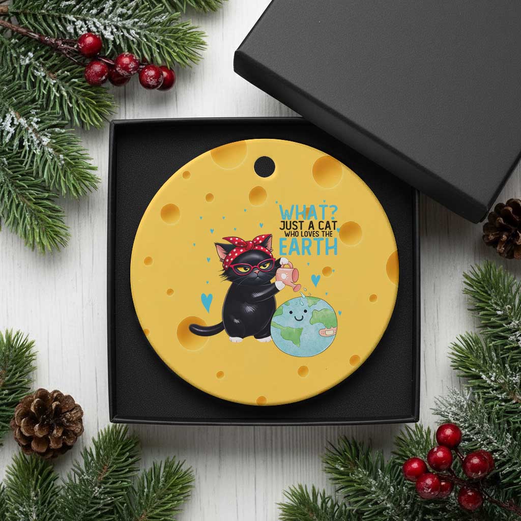 Just A Cat Who Loves The Earth Ceramic Ornament Earth Day Cat Lover Gift TS12 1pc Yellow Cheese Print Your Wear