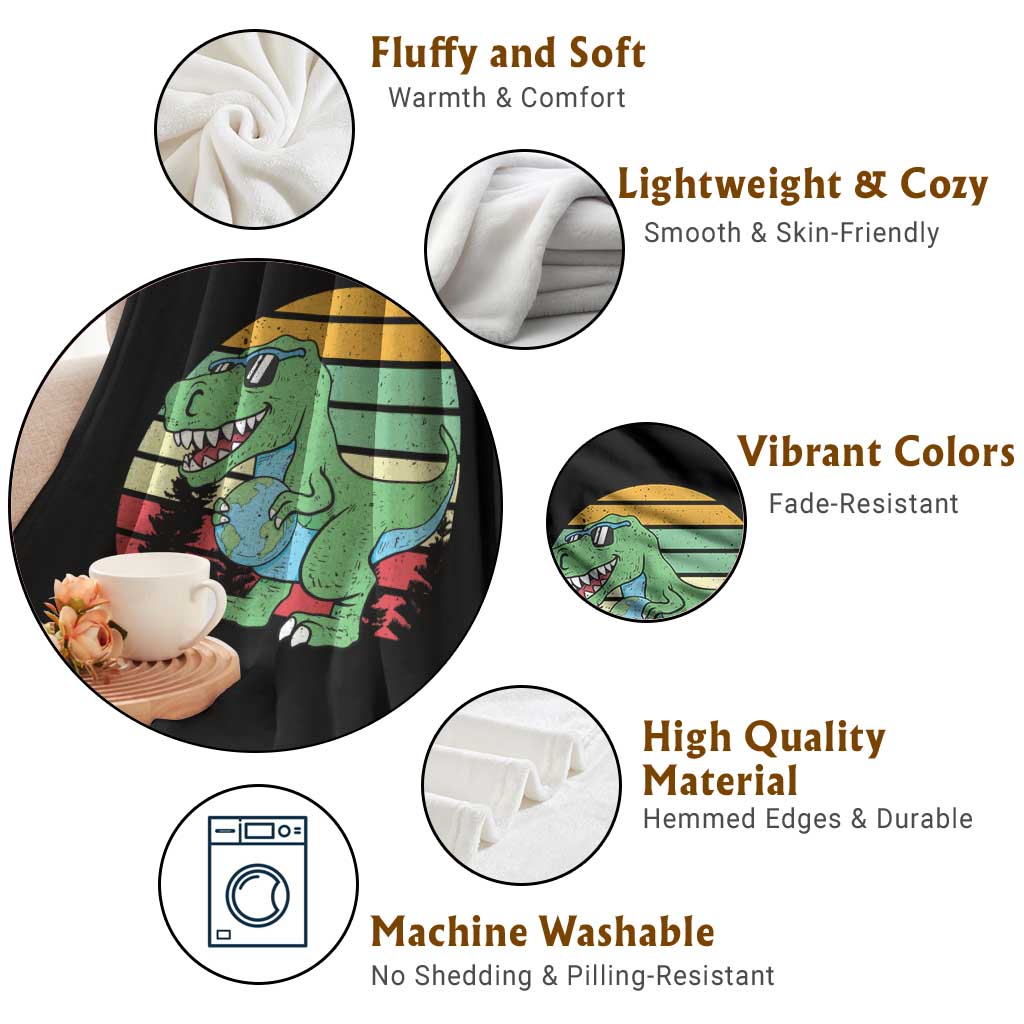 Funny Earth Day Dinosaur Lover Throw Blanket Save The Planet TS12 Print Your Wear
